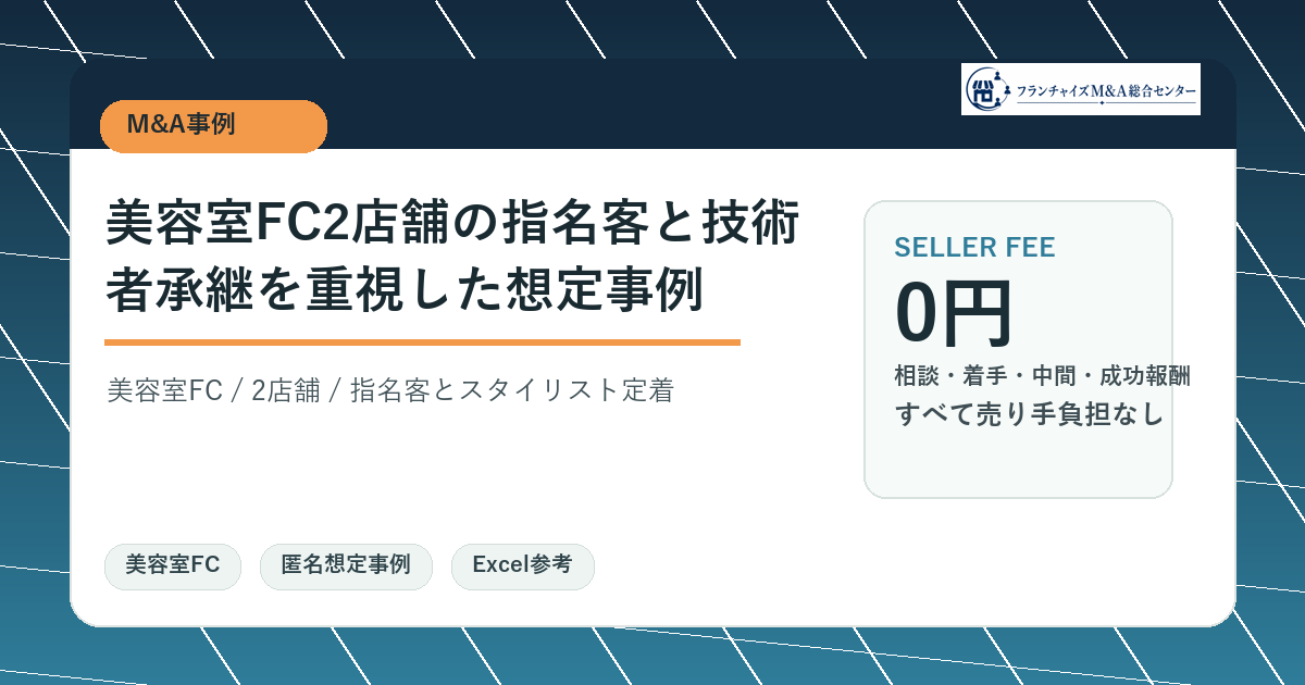 美容室FC2店舗の指名客と技術者承継を重視した想定事例