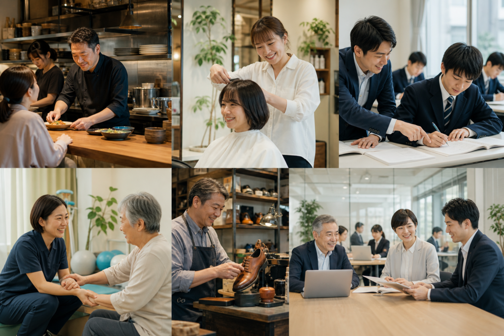 飲食・美容・教育・介護・小売・本部などのフランチャイズ事業イメージ